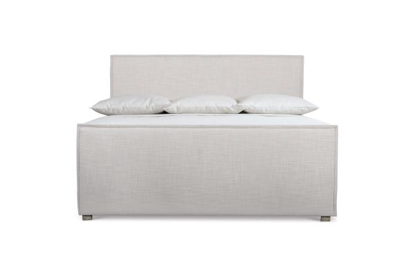 Bernhardt Sawyer King Panel Bed with Light Grey Upholstery
