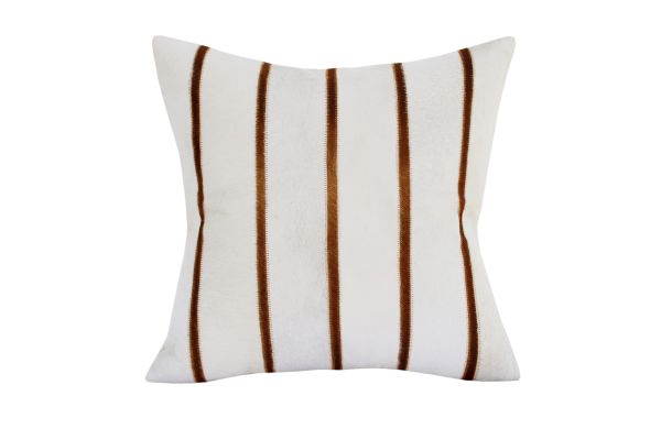 Austin Ivory/Brown Striped Faux Leather Square 20
