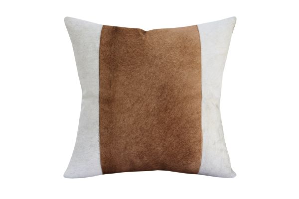 Austin Ivory/Beige Striped Faux Leather Square 20