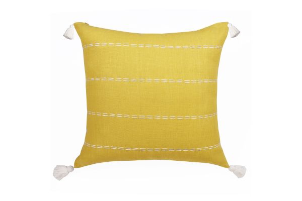 Hand-Woven Mustard Striped Linen 20