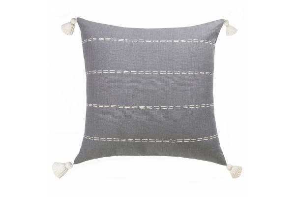 Slate Gray Striped Hand-Woven Linen 20