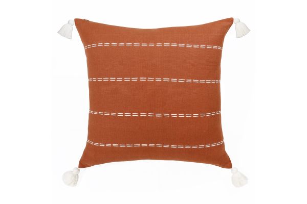 Hand-Woven Rust Striped Linen 20