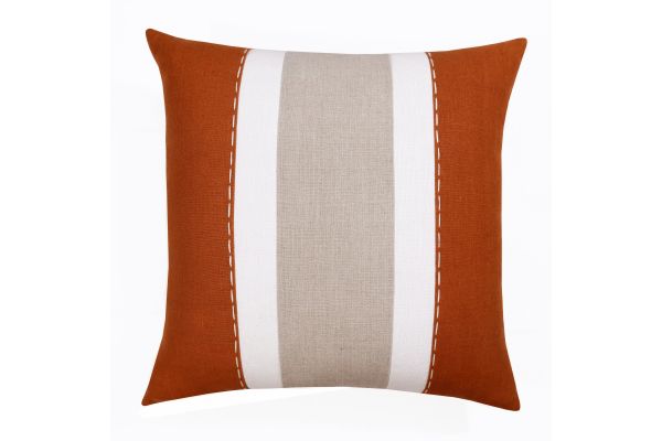 Hand-Woven Rust/Gray Striped Linen 20