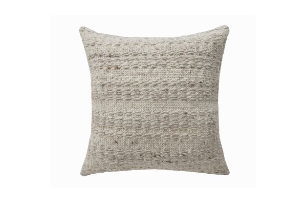 Beige Farmhouse Striped Hand-Woven Wool 24