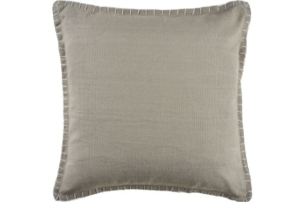 Hand-Woven Taupe Bordered All-Natural Cotton Pillow 24