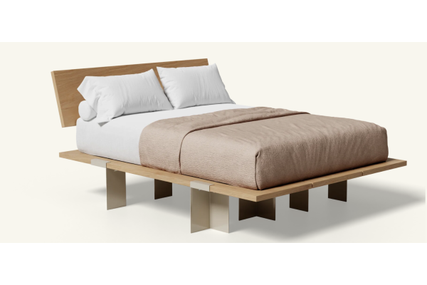 Floyd Lift Off Oak Queen Bed with Headboard - Almond