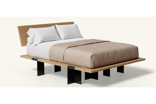 Floyd Lift Off Oak Queen Bed with Headboard - Black