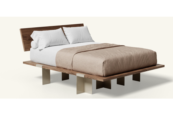 Floyd Lift Off Walnut Queen Bed with Headboard - Almond