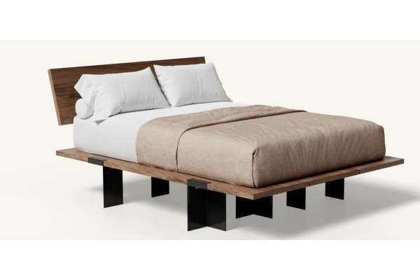 Floyd Lift Off Walnut Queen Bed with Headboard - Black