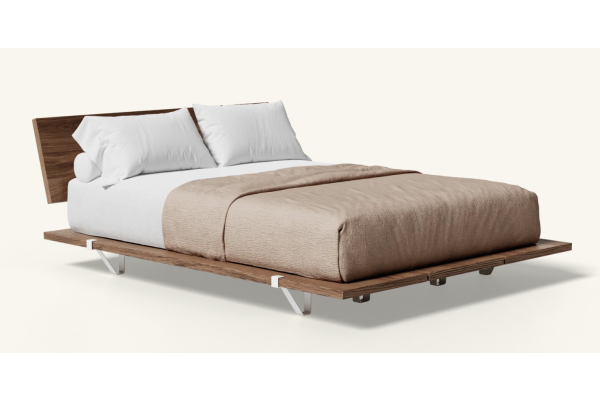 Floyd Original Walnut Queen Bed with Headboard - White