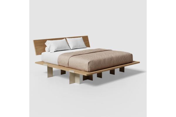 Floyd Lift Off Oak King Bed with Headboard - Almond