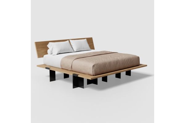 Floyd Lift Off Oak King Bed with Headboard - Black