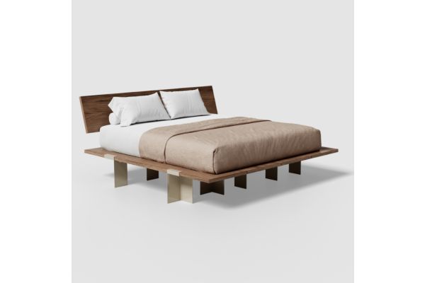Floyd Lift Off Walnut King Bed with Headboard - Almond