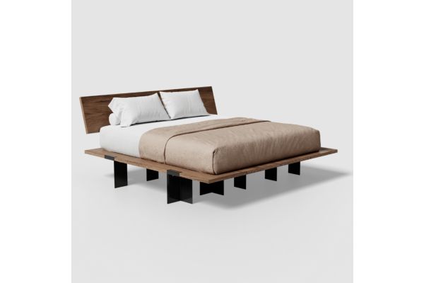 Floyd Lift Off Walnut King Bed with Headboard - Black