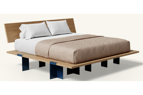 Floyd Lift Off Oak King Bed with Headboard - Marine