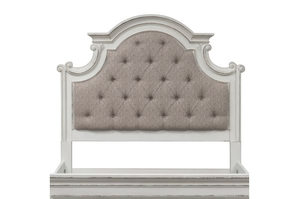 Magnolia Manor White King Upholstered Panel Headboard