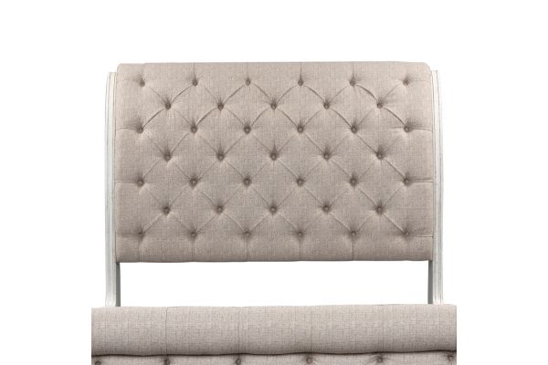 Magnolia Manor White King Upholstered Sleigh Headboard