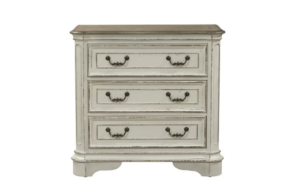 Magnolia Manor White 3 Drawer Bedside Chest with Charging Station