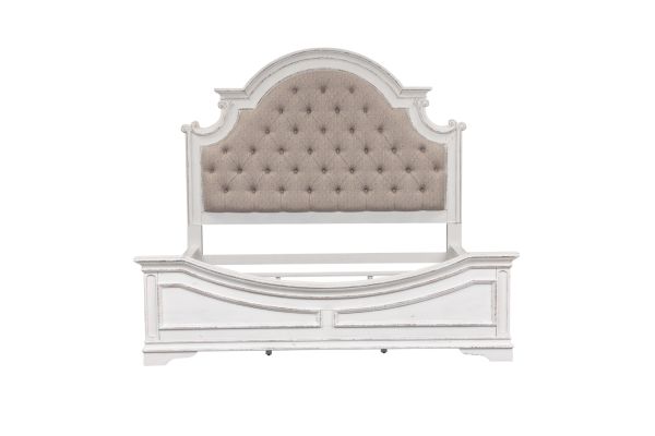 Magnolia Manor White Queen Upholstered Bed