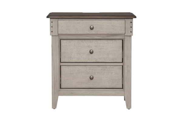 Ivy Hollow White 3 Drawer Night Stand with Charging Station