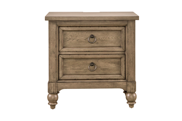 Americana Brown 2 Drawer Night Stand with Charging Station