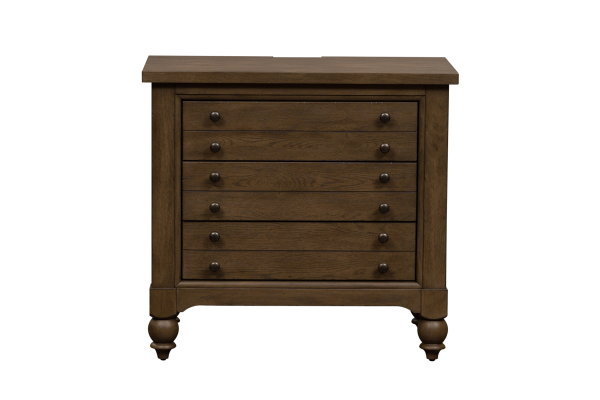 Americana Brown Bedside Chest with Charging Station