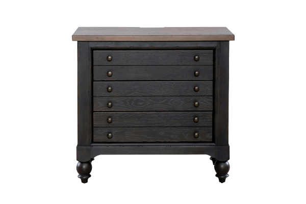Americana Black Bedside Chest with Charging Station
