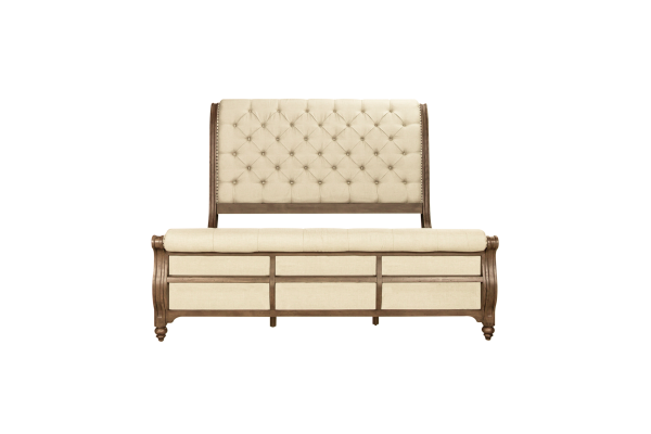 Americana Brown King Sleigh Bed