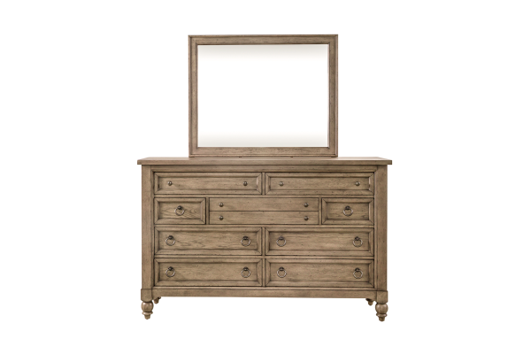 Americana Brown Dresser and Mirror