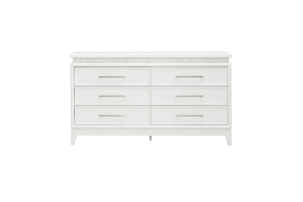 Reflections White 6 Drawer Dresser with Lights