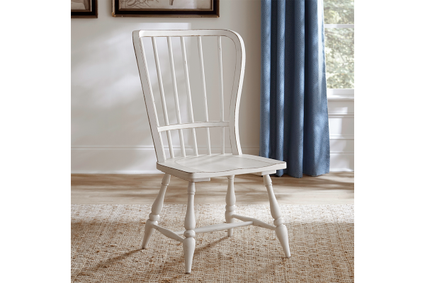 Magnolia Manor White Windsor Back Side Chair