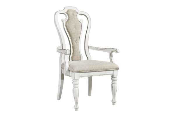 Magnolia Manor White Splat Back Upholstered Arm Chair