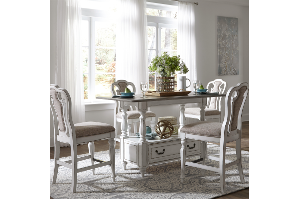Magnolia Manor White 5 Piece Gathering Table Set