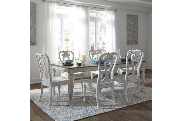 Magnolia Manor White  7 Piece Rectangular Table Set