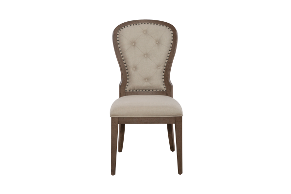 Americana Brown Upholstered Tufted Back Side Chair