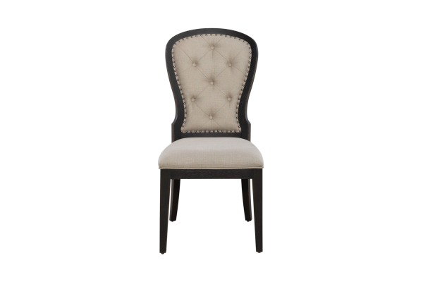Americana Black Upholstered Tufted Back Side Chair