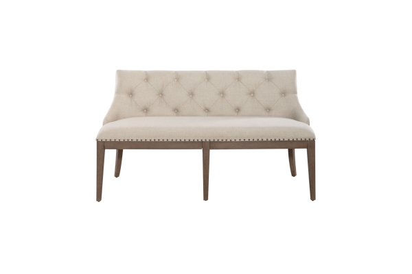 Americana Brown Upholstered Shelter Dining Bench