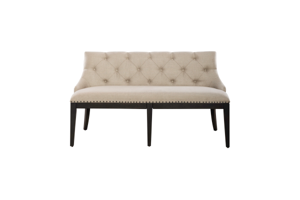 Americana Black Upholstered Shelter Dining Bench