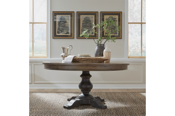 Americana Brown/Black Pedestal Table