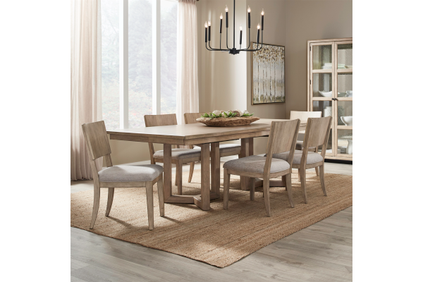 Proximity Place Brown 7 Piece Double Pedestal Table Set