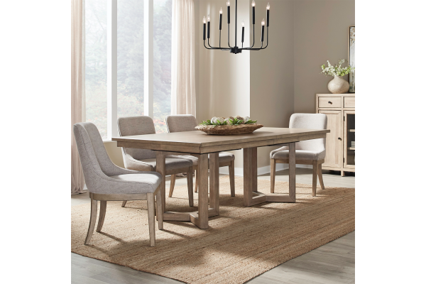 Proximity Place Brown  5 Piece Double Pedestal Table Set