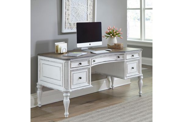 Magnolia Manor White 5 Drawer Writing Desk