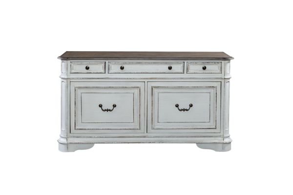 Magnolia Manor White 5-Drawer Credenza