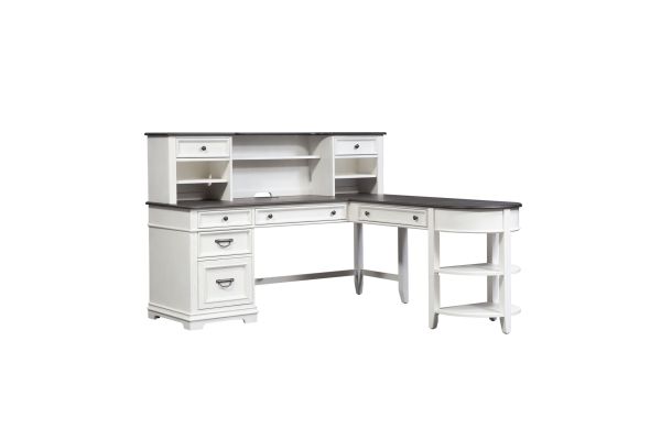 Allyson Park White L-Shaped Desk with Hutch