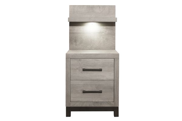 Zephyr  Light Gray Nightstand With Wall Panel