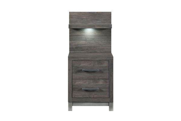 Zephyr  Brown Nightstand With Wall Panel