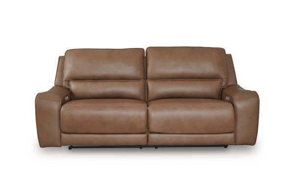 DeepWakes Caramel Power Reclining Sofa