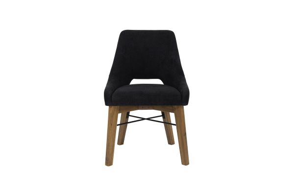 Gia Graphite Grey/Warm Pecan Curved Dining Chair