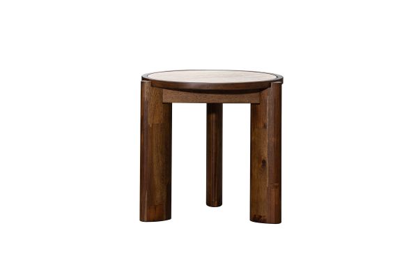 Remix Travertine Round Side Table