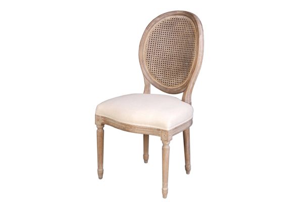 Napoleon Antique Linen Dining Chair with Cane Back
